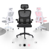 Work Office Chair - Lumber Support Flip-up Armrest Adjustable Headrest SITIO - Black - Side View