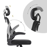 Work Office Chair - Lumber Support Flip-up Armrest Adjustable Headrest SITIO - Black