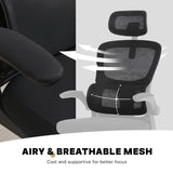 Work Office Chair - Lumber Support Flip-up Armrest Adjustable Headrest SITIO - Black - Close-Up Angle