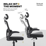 Work Office Chair - Lumber Support Flip-up Armrest Adjustable Headrest SITIO - Black