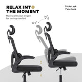 Work Office Chair - Lumber Support Flip-up Armrest Adjustable Headrest SITIO - Black - Low Angle
