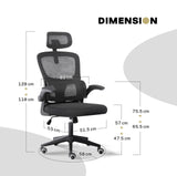 Work Office Chair - Lumber Support Flip-up Armrest Adjustable Headrest SITIO - Black