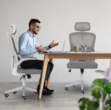 Work Office Chair - Lumber Support Flip-up Armrest Adjustable Headrest SITIO - GREY