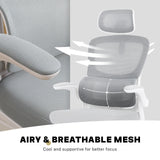 Work Office Chair - Lumber Support Flip-up Armrest Adjustable Headrest SITIO - GREY - Close-Up Angle