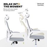 Work Office Chair - Lumber Support Flip-up Armrest Adjustable Headrest SITIO - GREY - Low Angle