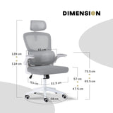 Work Office Chair - Lumber Support Flip-up Armrest Adjustable Headrest SITIO - GREY