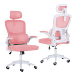 Work Office Chair - Lumber Support Flip-up Armrest Adjustable Headrest SITIO - Pink