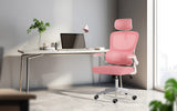 Work Office Chair - Lumber Support Flip-up Armrest Adjustable Headrest SITIO - Pink - Front View