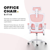 Work Office Chair - Lumber Support Flip-up Armrest Adjustable Headrest SITIO - Pink - Top-Down View