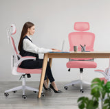 Work Office Chair - Lumber Support Flip-up Armrest Adjustable Headrest SITIO - Pink - 45-Degree Angle