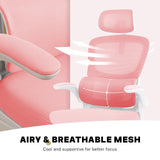 Work Office Chair - Lumber Support Flip-up Armrest Adjustable Headrest SITIO - Pink - Rear View
