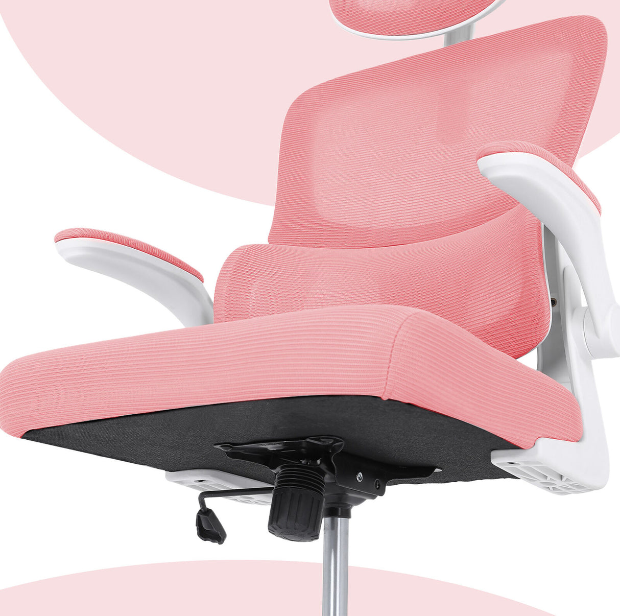 Work Office Chair - Lumber Support Flip-up Armrest Adjustable Headrest SITIO - Pink