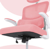 Work Office Chair - Lumber Support Flip-up Armrest Adjustable Headrest SITIO - Pink - Low Angle