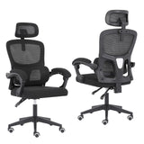 Ergonomic Reclining Office Chair - Lumbar Support Adjustable Headrest VELTRA - BLACK