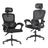Ergonomic Reclining Office Chair - Lumbar Support Adjustable Headrest VELTRA - BLACK