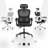 Ergonomic Reclining Office Chair - Lumbar Support Adjustable Headrest VELTRA - BLACK - Top-Down View