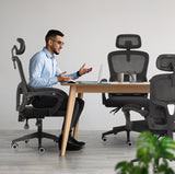 Ergonomic Reclining Office Chair - Lumbar Support Adjustable Headrest VELTRA - BLACK - Rear View