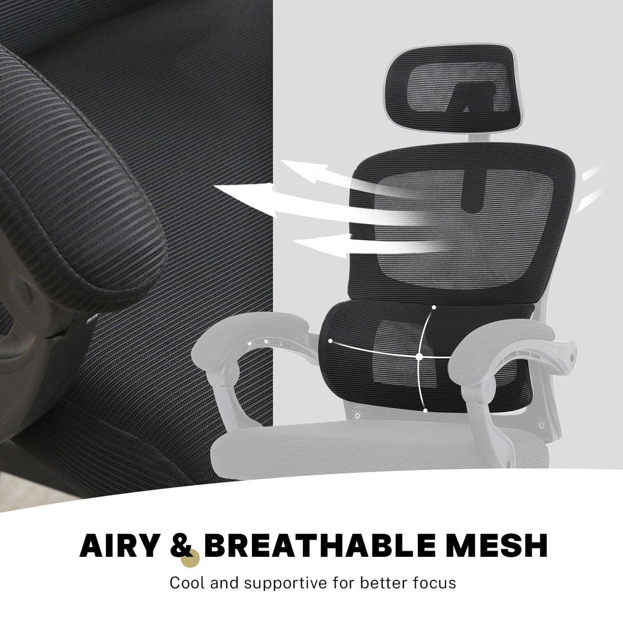 Ergonomic Reclining Office Chair - Lumbar Support Adjustable Headrest VELTRA - BLACK