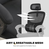 Ergonomic Reclining Office Chair - Lumbar Support Adjustable Headrest VELTRA - BLACK - Close-Up Angle