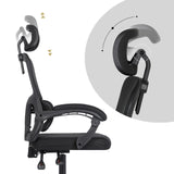 Ergonomic Reclining Office Chair - Lumbar Support Adjustable Headrest VELTRA - BLACK - Low Angle
