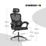Ergonomic Reclining Office Chair - Lumbar Support Adjustable Headrest VELTRA - BLACK - Extra Image