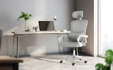 Ergonomic Reclining Office Chair - Lumbar Support Adjustable Headrest VELTRA - GREY - Front View