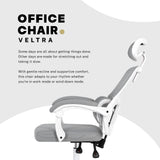Ergonomic Reclining Office Chair - Lumbar Support Adjustable Headrest VELTRA - GREY