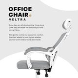Ergonomic Reclining Office Chair - Lumbar Support Adjustable Headrest VELTRA - GREY - Side View