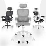 Ergonomic Reclining Office Chair - Lumbar Support Adjustable Headrest VELTRA - GREY