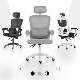 Ergonomic Reclining Office Chair - Lumbar Support Adjustable Headrest VELTRA - GREY - Top-Down View