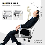 Ergonomic Reclining Office Chair - Lumbar Support Adjustable Headrest VELTRA - GREY - 45-Degree Angle
