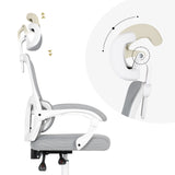 Ergonomic Reclining Office Chair - Lumbar Support Adjustable Headrest VELTRA - GREY - Low Angle