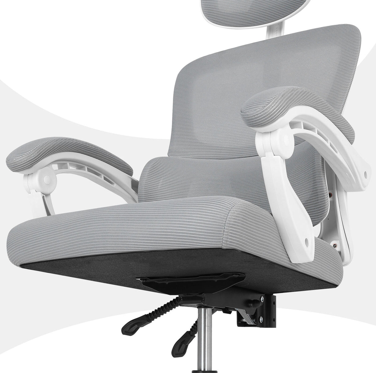 Ergonomic Reclining Office Chair - Lumbar Support Adjustable Headrest VELTRA - GREY