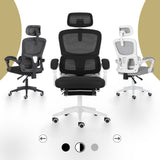 Ergonomic Reclining Office Chair - Footrest Lumbar Support Adjustable Headrest VELTRA - BLACK