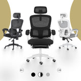 Ergonomic Reclining Office Chair - Footrest Lumbar Support Adjustable Headrest VELTRA - BLACK - Top-Down View