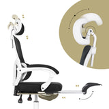 Ergonomic Reclining Office Chair - Footrest Lumbar Support Adjustable Headrest VELTRA - BLACK