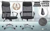 Office Chair Mesh High Back In-Built Lumbar BREEZE BLACK - Front View
