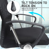 Office Chair Mesh High Back In-Built Lumbar BREEZE BLACK - 45-Degree Angle