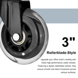 5X 3'' Rollerblade Style Wheels Office Chair Casters - Slient Smooth, 11x22mm Stem - Side View