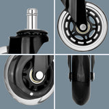 5X 3'' Rollerblade Style Wheels Office Chair Casters - Slient Smooth, 11x22mm Stem - Close-Up Angle