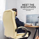 La Bella Beige Executive Office Chair Sage Dual-Layer Seat - Side View