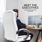 La Bella White Executive Office Chair Sage Dual-Layer Seat - Side View