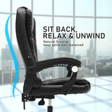 La Bella Black Massage Vibration Ergonomic Executive Office Chair - Rear View