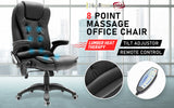 La Bella Black Massage 8 Point Vibration Heated Ergonomic Executive Office Chair - Front View