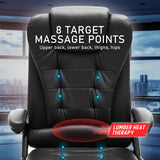 La Bella Black Massage 8 Point Vibration Heated Ergonomic Executive Office Chair - Top-Down View
