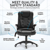 La Bella Black Massage 8 Point Vibration Heated Ergonomic Executive Office Chair - 45-Degree Angle