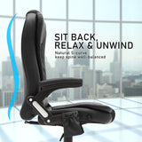 La Bella Black Massage 8 Point Vibration Heated Ergonomic Executive Office Chair - Rear View