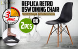 2X Retro Dining Cafe Chair DSW BLACK - Front View