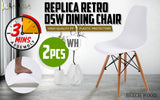2X Retro Dining Cafe Chair DSW WHITE - Front View