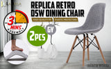 2X Retro Dining Cafe Chair DSW GREY - Front View
